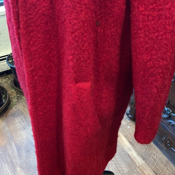 Luba I. Magnin VTG Long Wool Open Coat Rich Pink/Dark Cherry Wine Red - Picture 2 of 7